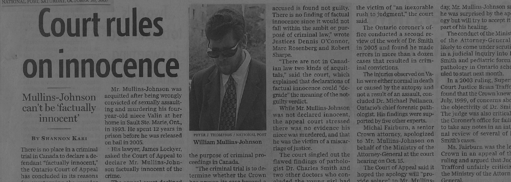 William Mullins Johnson newspaper article
